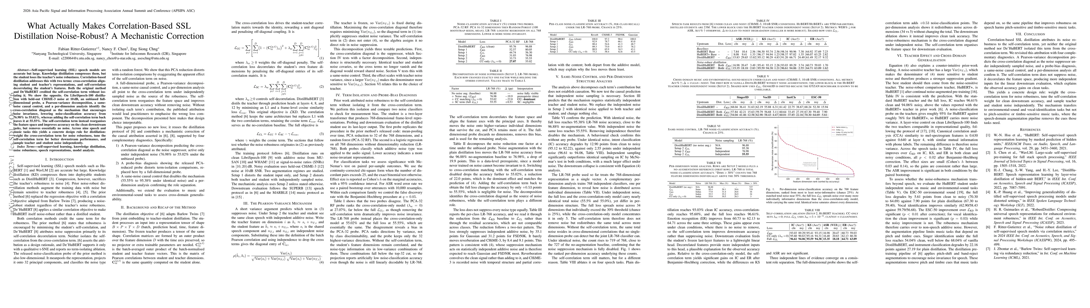 Thumbnail for What Actually Makes Correlation-Based SSL Distillation Noise-Robust? A Mechanistic Correction