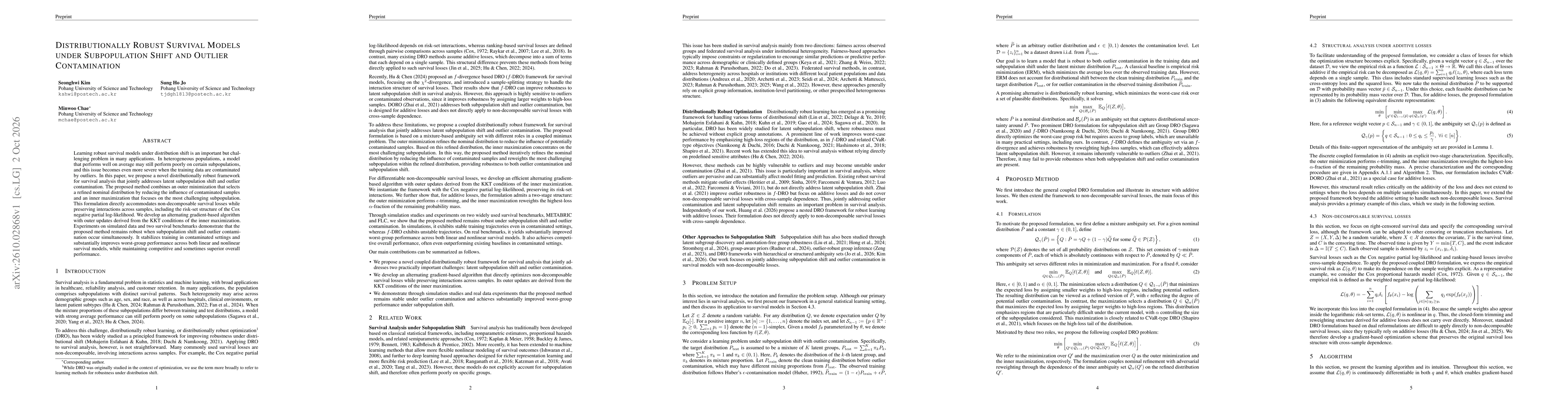 Thumbnail for Distributionally Robust Survival Models under Subpopulation Shift and Outlier Contamination