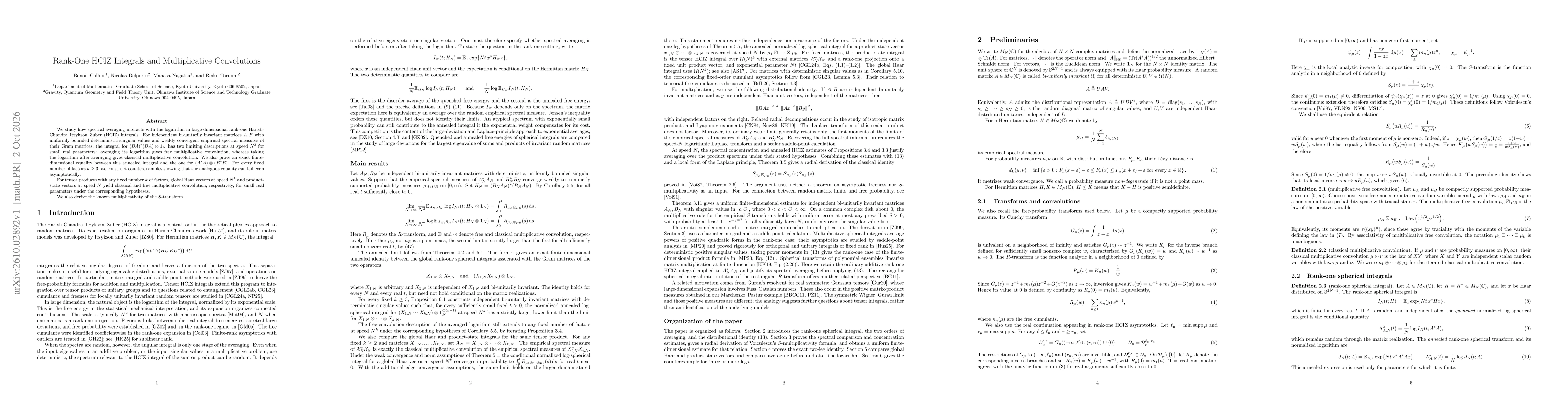 Thumbnail for Rank-One HCIZ Integrals and Multiplicative Convolutions