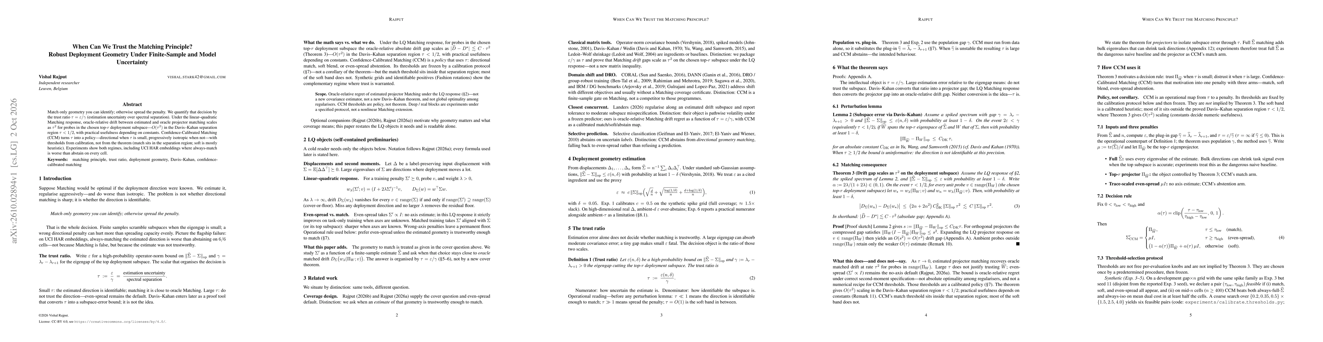 Thumbnail for When Can We Trust the Matching Principle? Robust Deployment Geometry Under Finite-Sample and Model Uncertainty