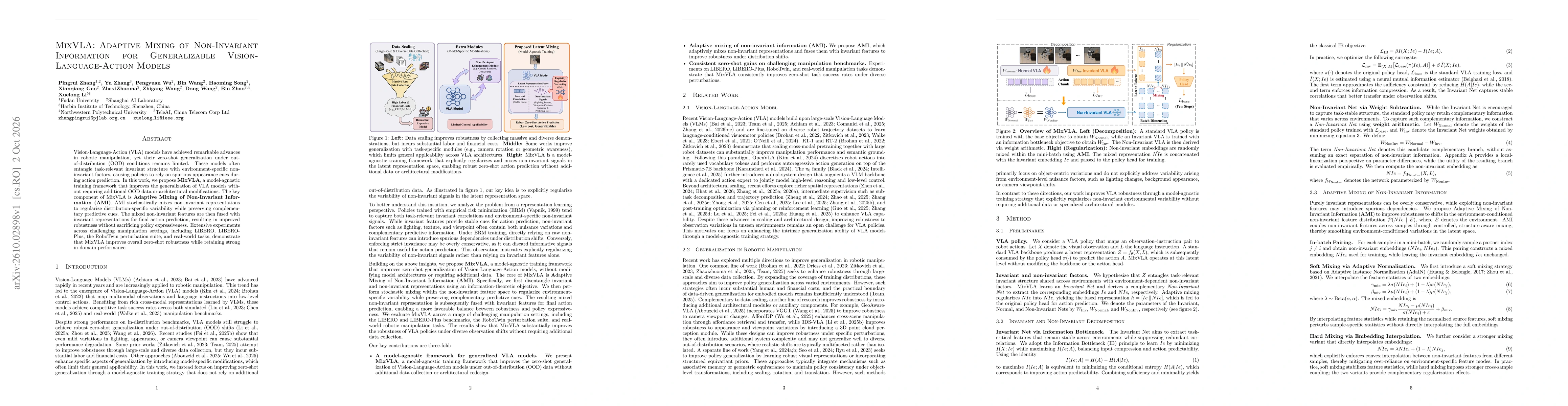 Thumbnail for MixVLA: Adaptive Mixing of Non-Invariant Information for Generalizable Vision-Language-Action Models