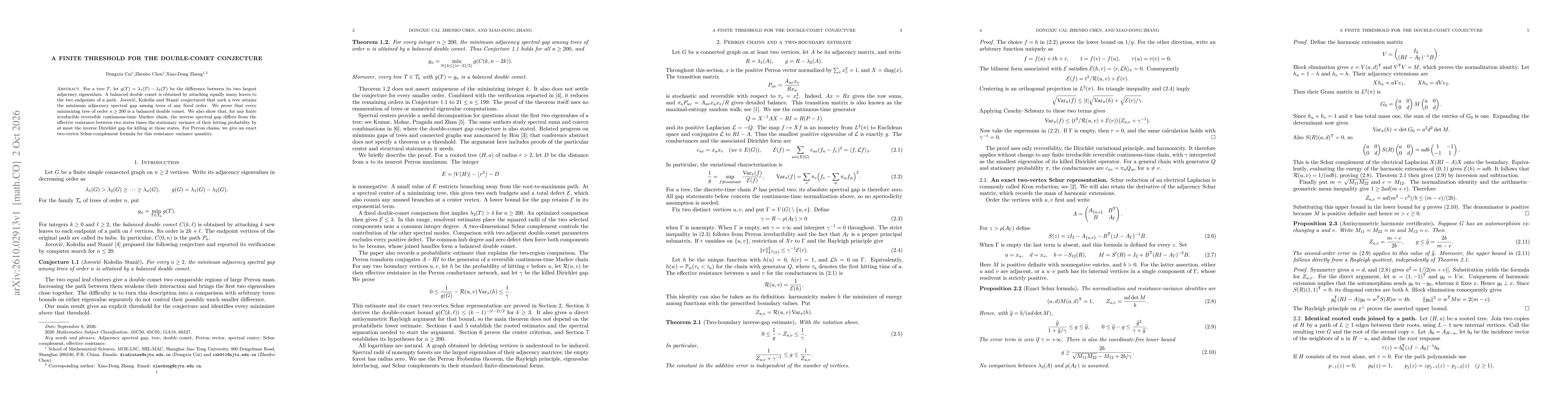 Thumbnail for A finite threshold for the double-comet conjecture