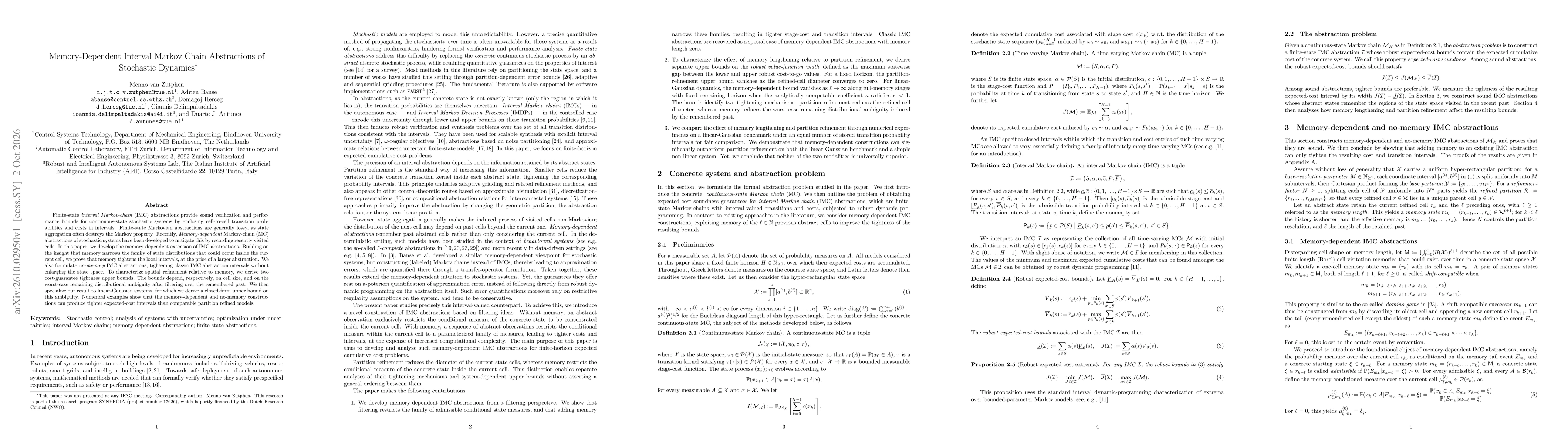 Thumbnail for Memory-Dependent Interval Markov Chain Abstractions of Stochastic Dynamics