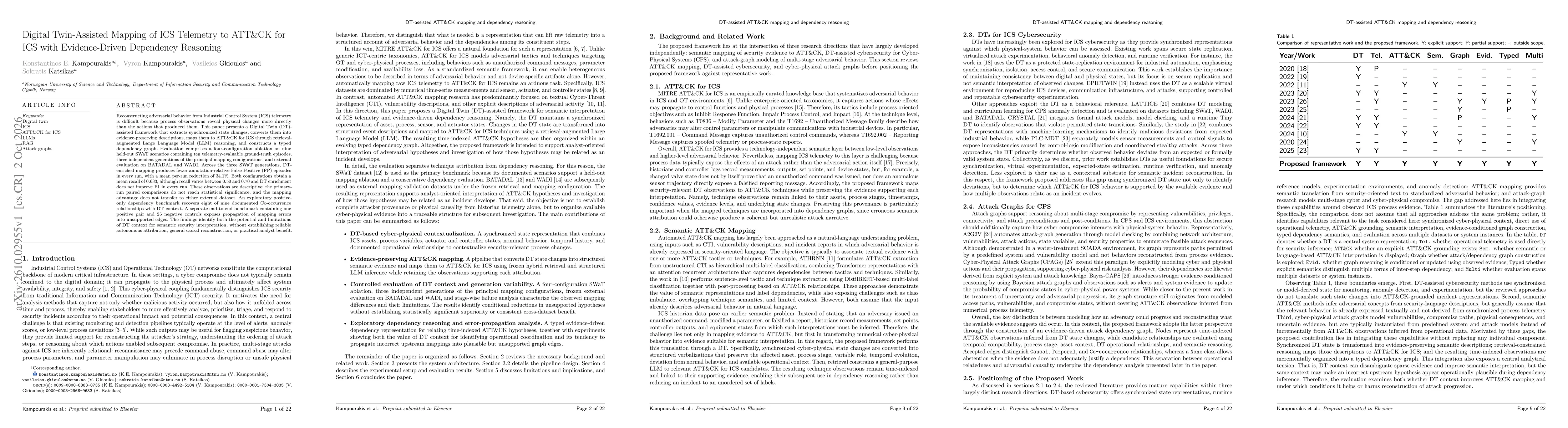 Thumbnail for Digital Twin-Assisted Mapping of ICS Telemetry to ATT&CK for ICS with Evidence-Driven Dependency Reasoning