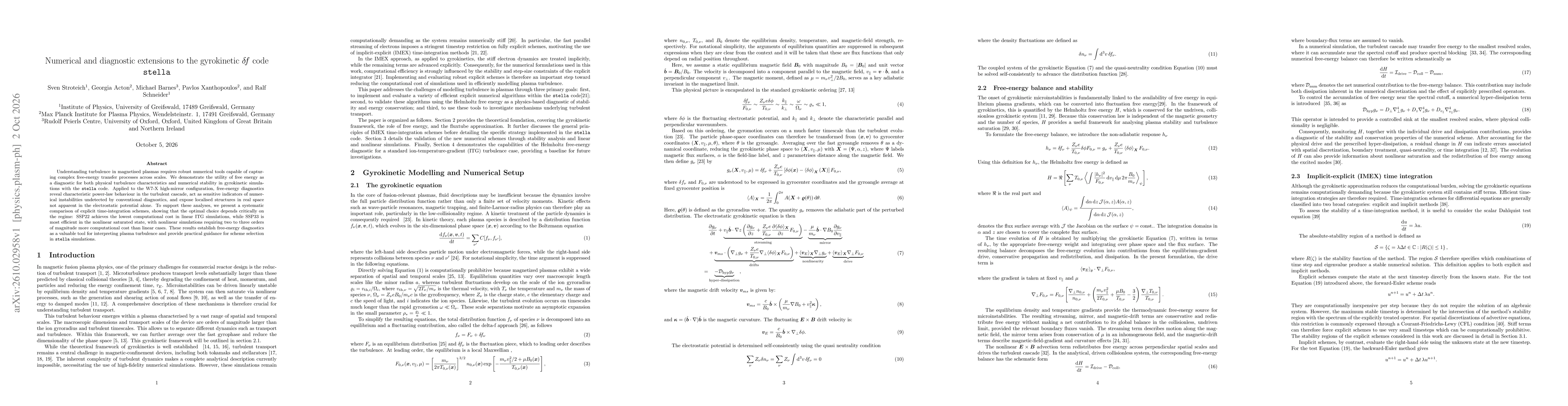 Thumbnail for Numerical and diagnostic extensions to the gyrokinetic $δf$ code stella