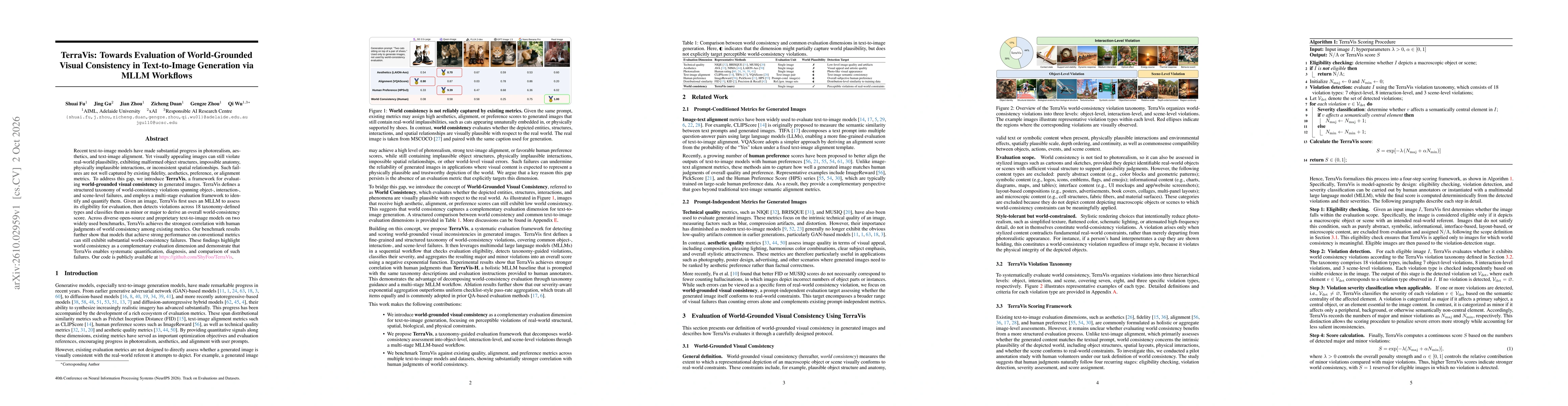 Thumbnail for TerraVis: Towards Evaluation of World-Grounded Visual Consistency in Text-to-Image Generation via MLLM Workflows