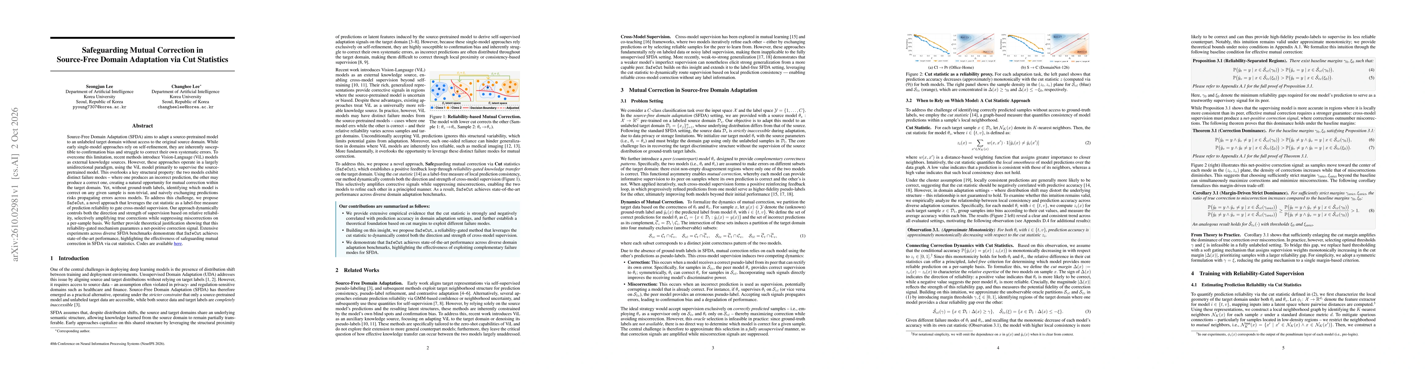 Thumbnail for Safeguarding Mutual Correction in Source-Free Domain Adaptation via Cut Statistics