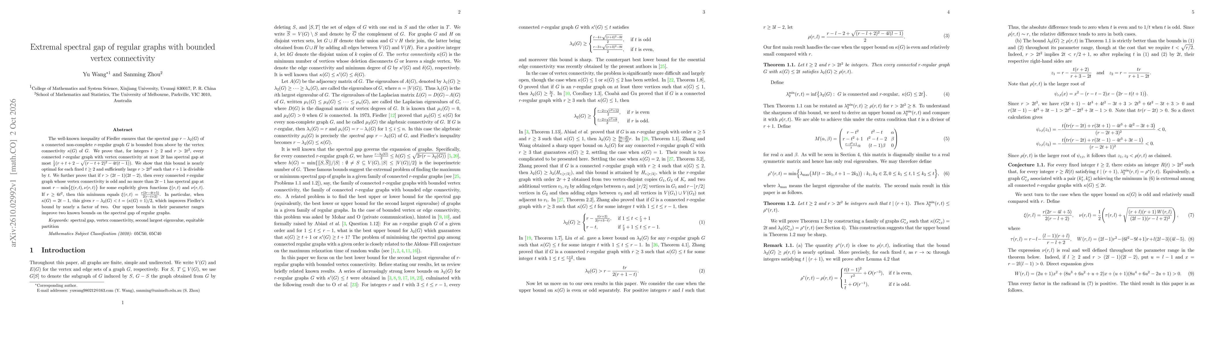 Thumbnail for Extremal spectral gap of regular graphs with bounded vertex connectivity