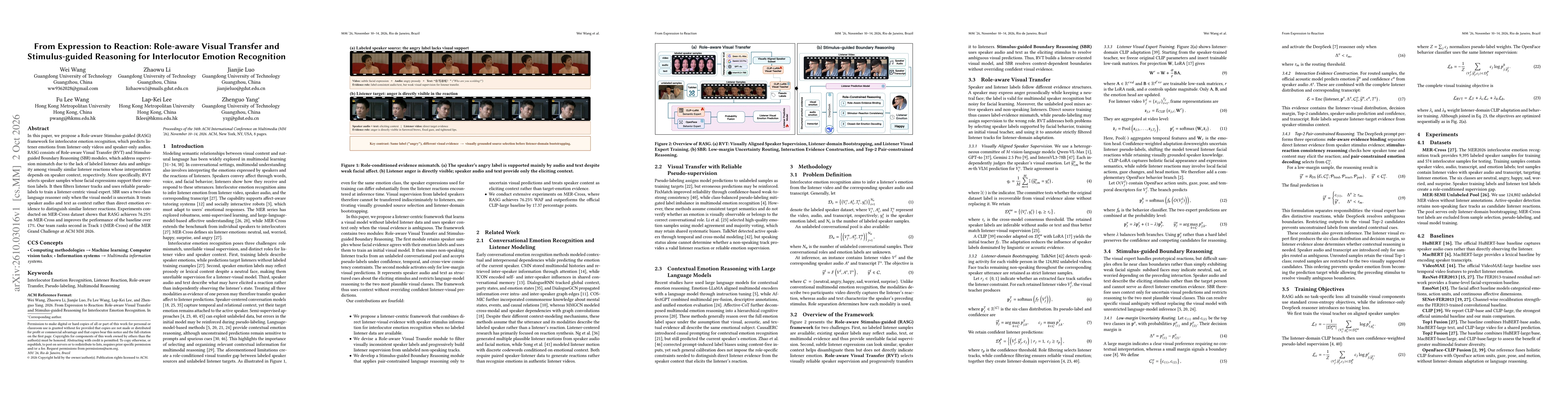 Thumbnail for From Expression to Reaction: Role-aware Visual Transfer and Stimulus-guided Reasoning for Interlocutor Emotion Recognition