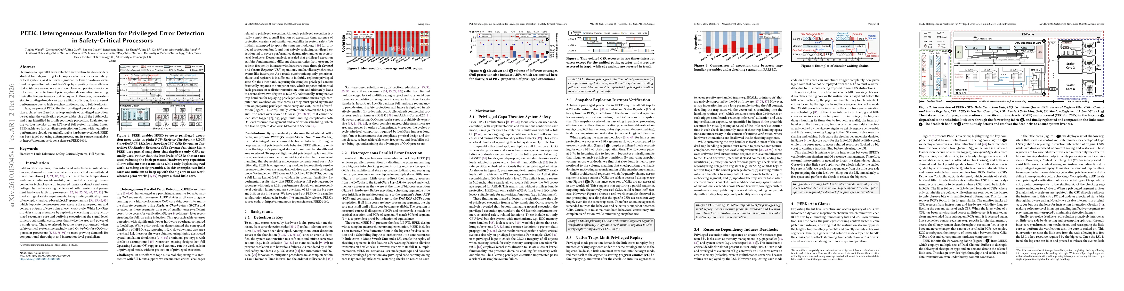 Thumbnail for PEEK: Heterogeneous Parallelism for Privileged Error Detection in Safety-Critical Processors