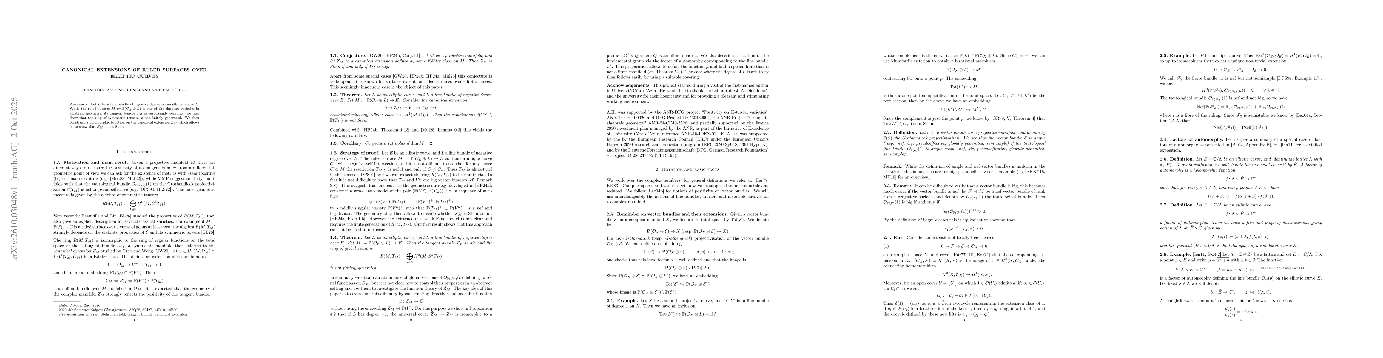 Thumbnail for Canonical extensions of ruled surfaces over elliptic curves