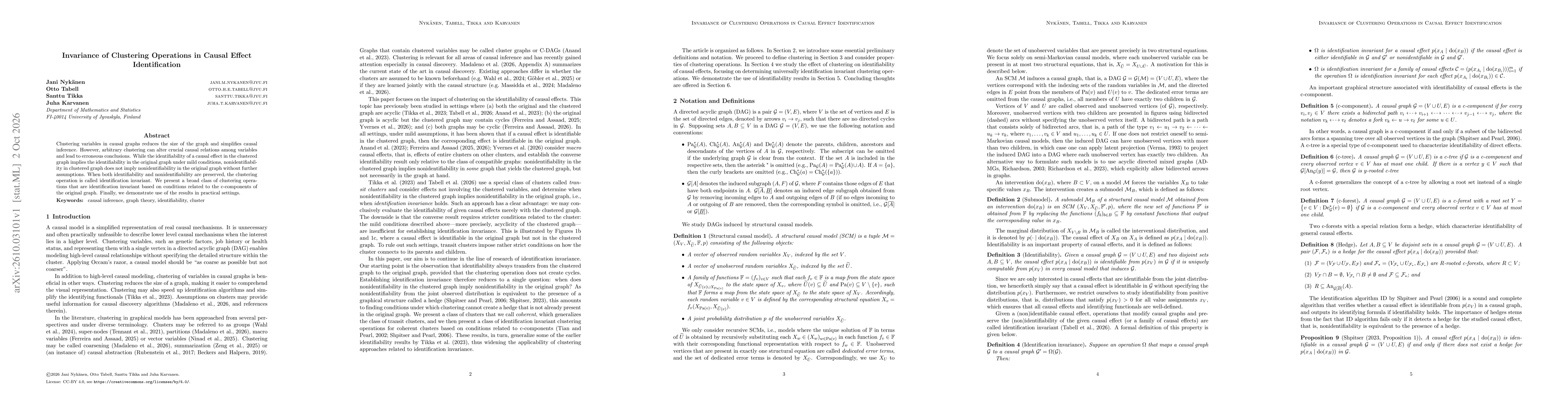 Thumbnail for Invariance of Clustering Operations in Causal Effect Identification