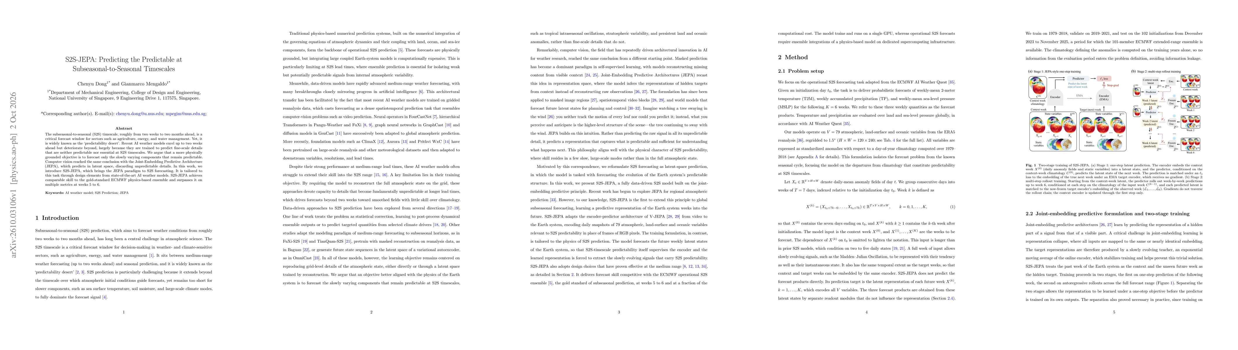 Thumbnail for S2S-JEPA: Predicting the Predictable at Subseasonal-to-Seasonal Timescales