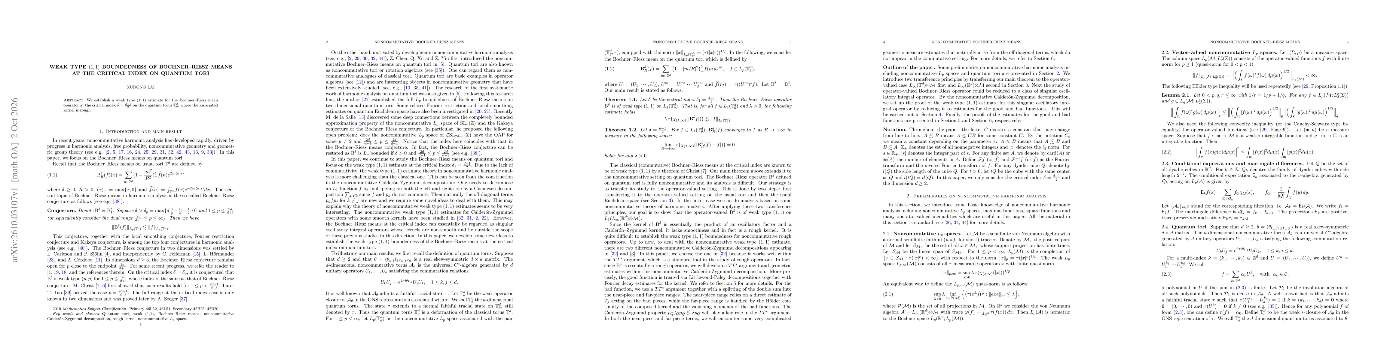 Thumbnail for Weak type $(1,1)$ boundedness of Bochner--Riesz means at the critical index on quantum tori