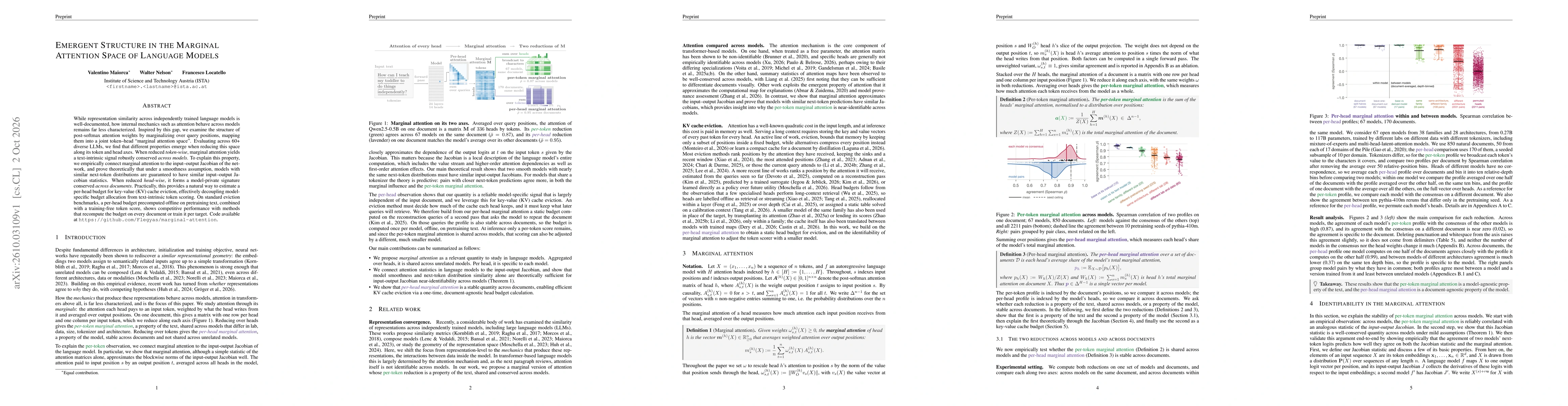 Thumbnail for Emergent Structure in the Marginal Attention Space of Language Models