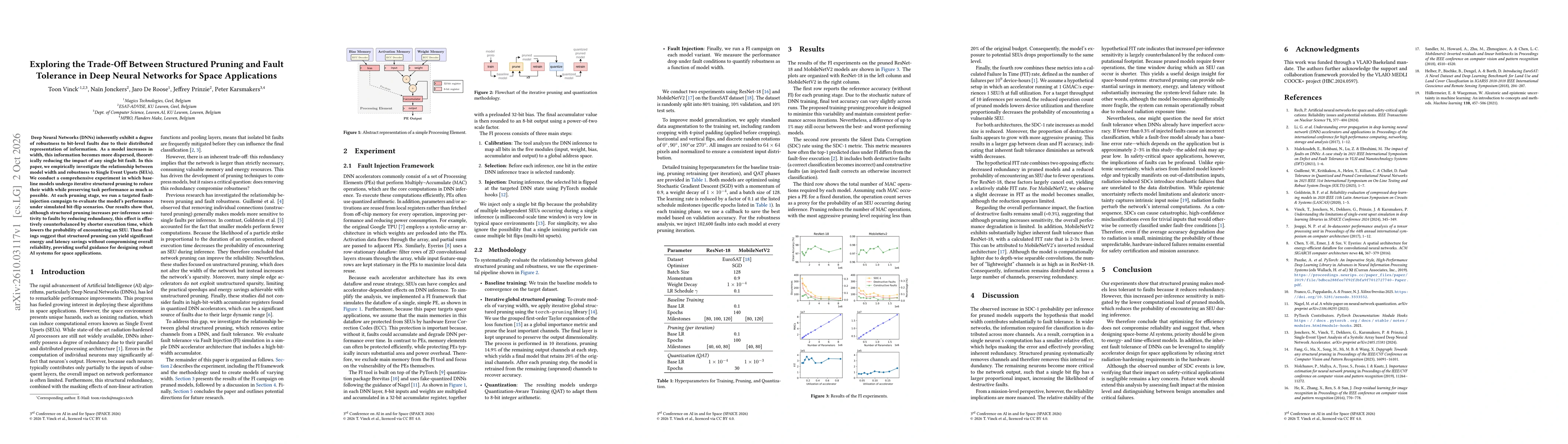 Thumbnail for Exploring the Trade-Off Between Structured Pruning and Fault Tolerance in Deep Neural Networks for Space Applications