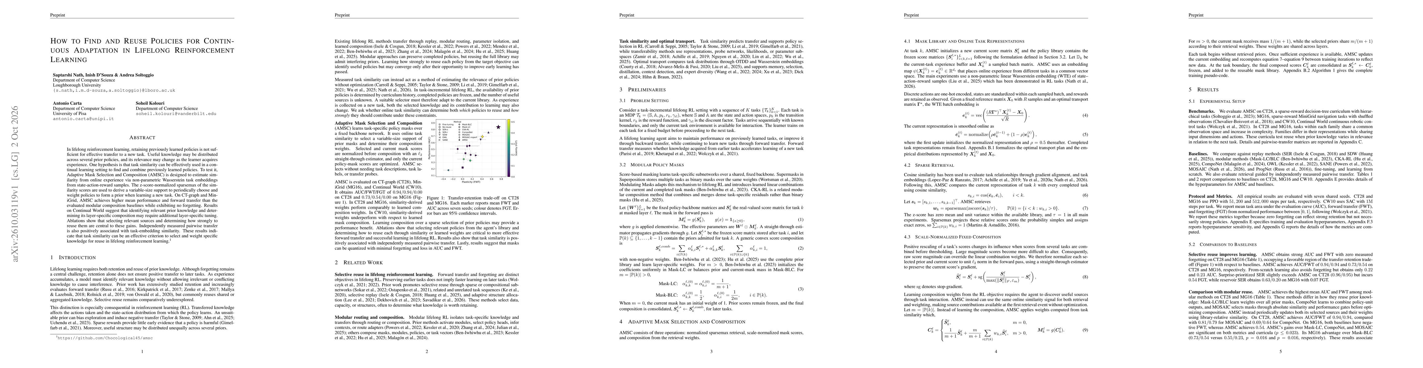 Thumbnail for How to Find and Reuse Policies for Continuous Adaptation in Lifelong Reinforcement Learning