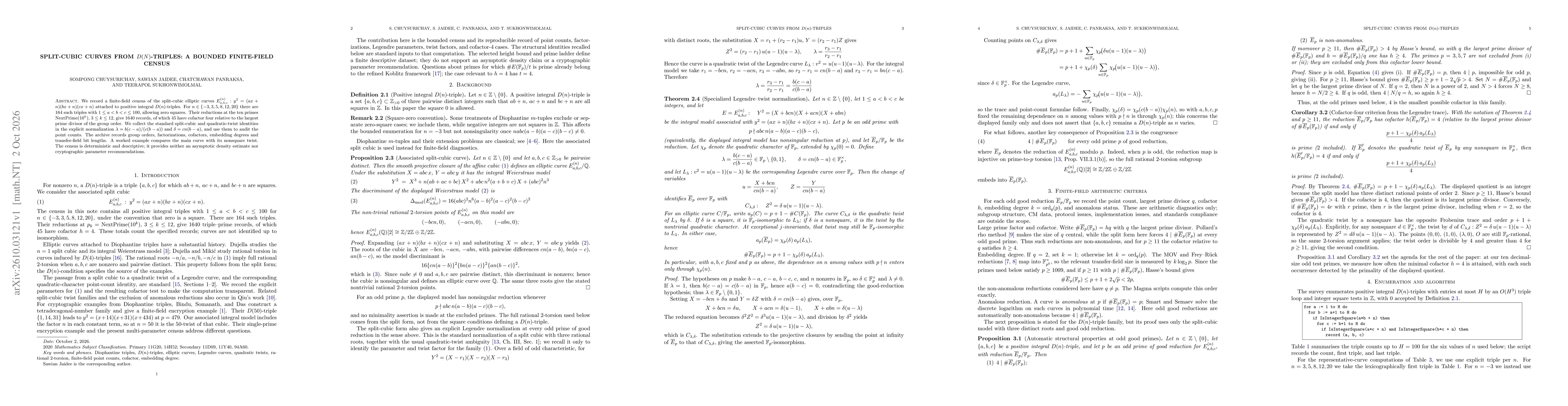 Thumbnail for Split-Cubic Curves from D(n)-Triples: A Bounded Finite-Field Census