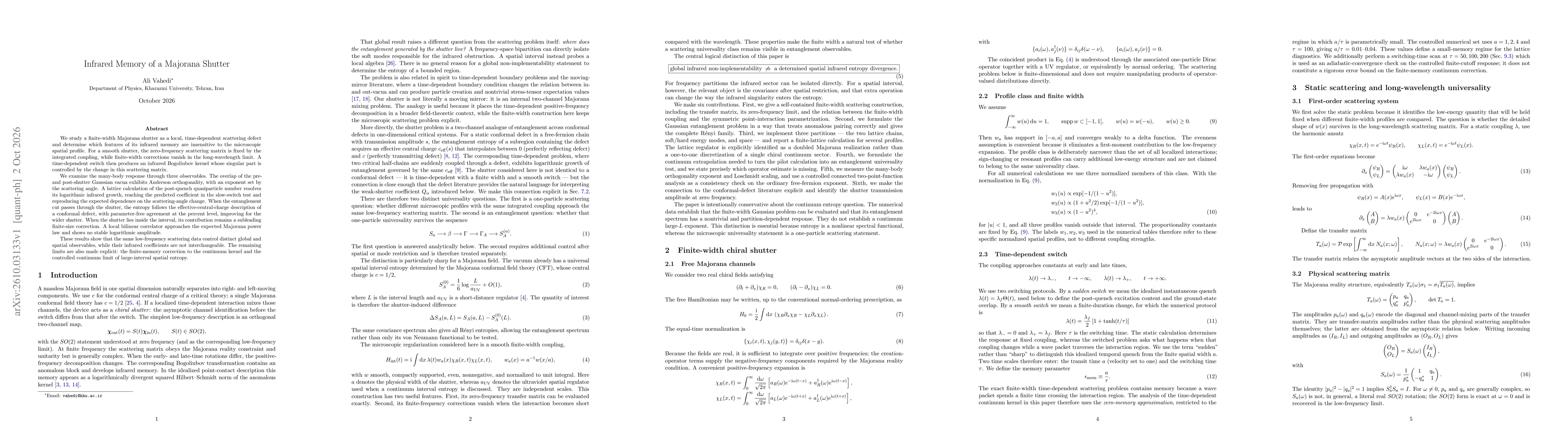 Thumbnail for Infrared Memory of a Majorana Shutter