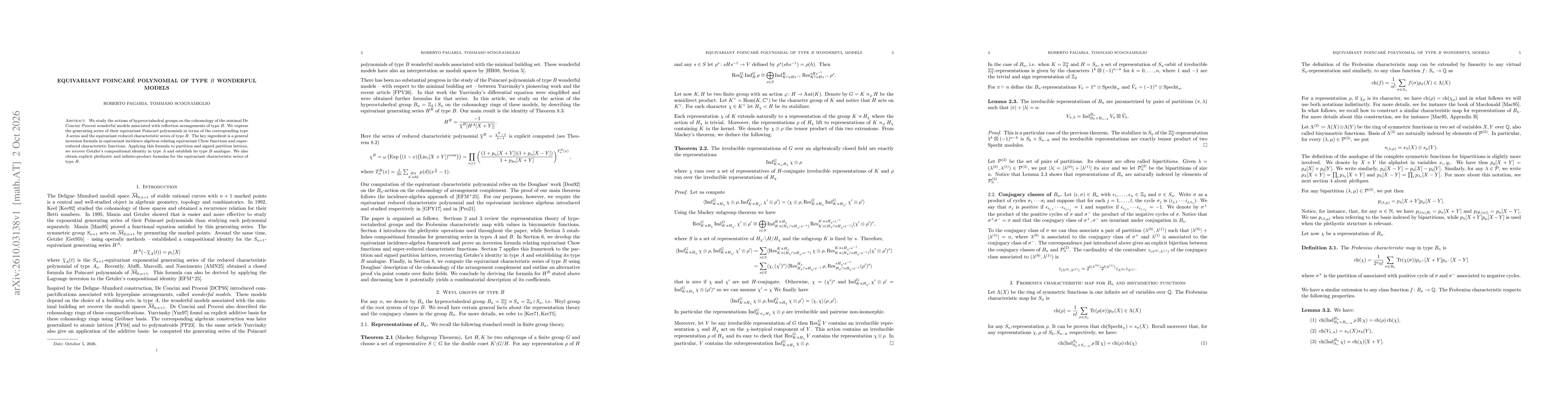 Thumbnail for Equivariant Poincaré polynomial of type B Wonderful Models