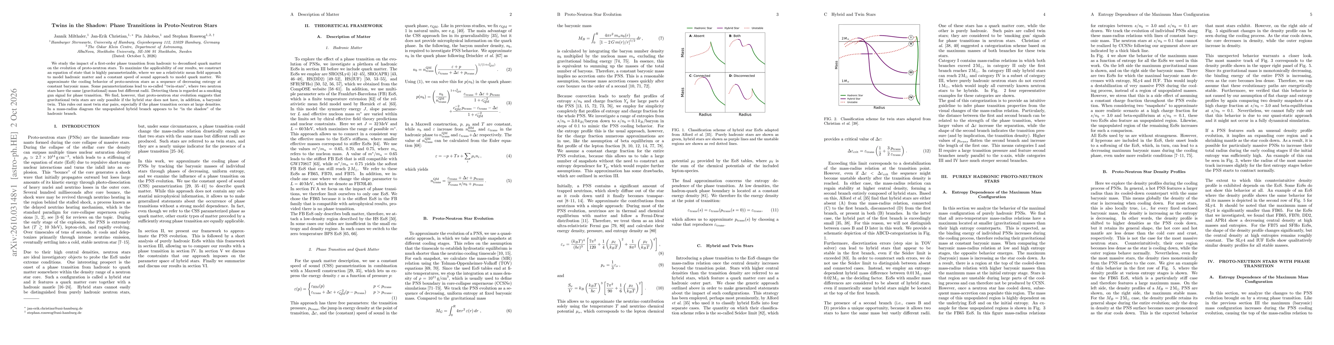 Thumbnail for Twins in the Shadow: Phase Transitions in Proto-Neutron Stars