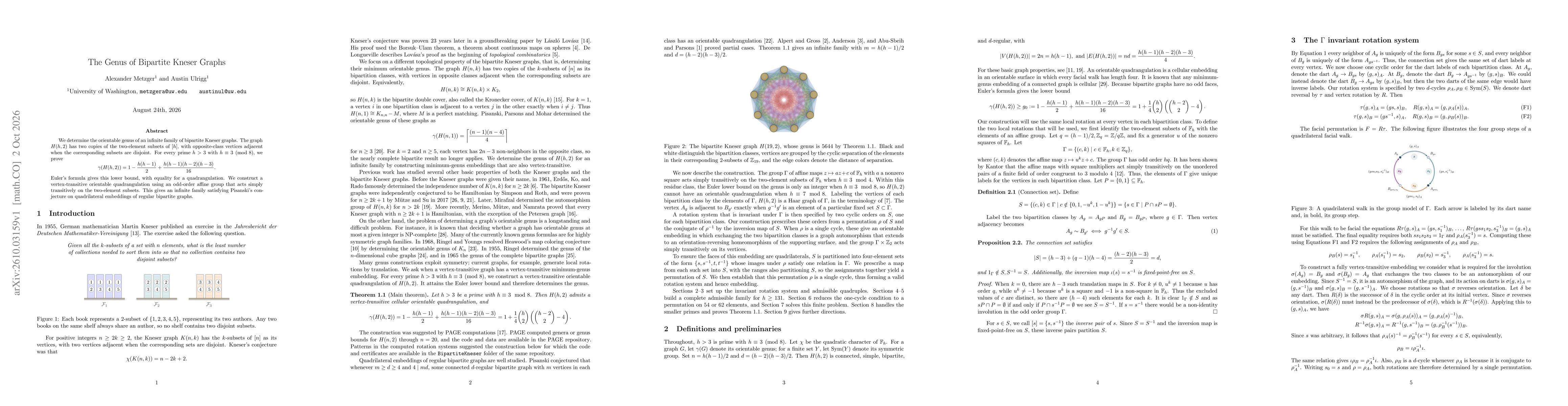 Thumbnail for The Genus of Bipartite Kneser Graphs