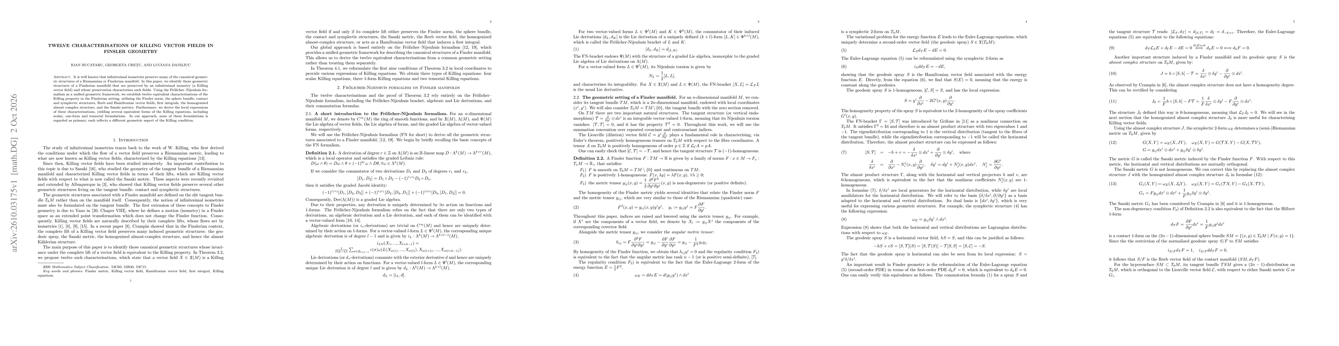Thumbnail for Twelve characterisations of Killing vector fields in Finsler geometry