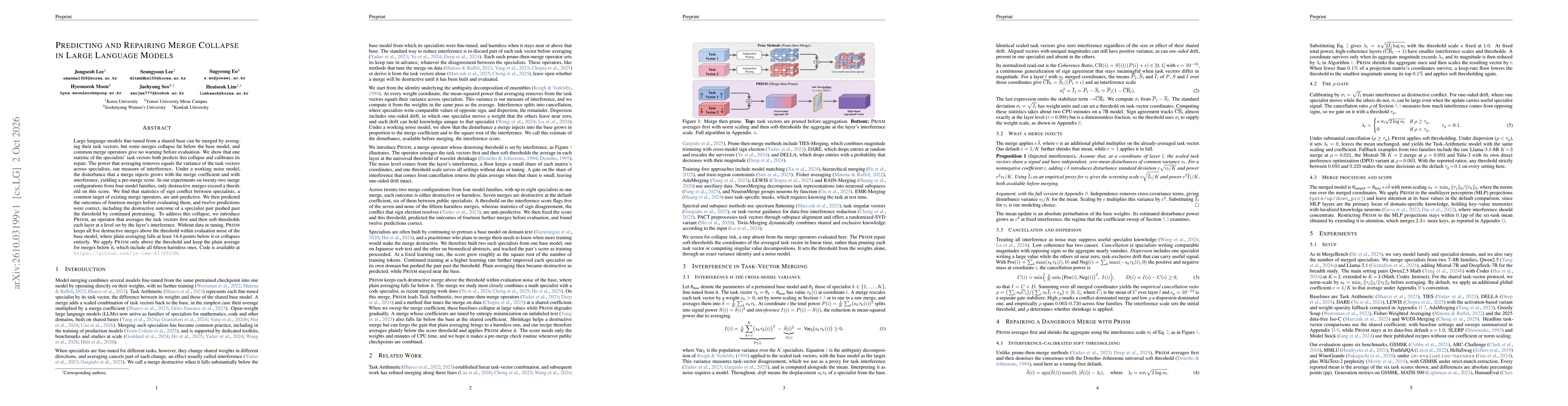 Thumbnail for Predicting and Repairing Merge Collapse in Large Language Models