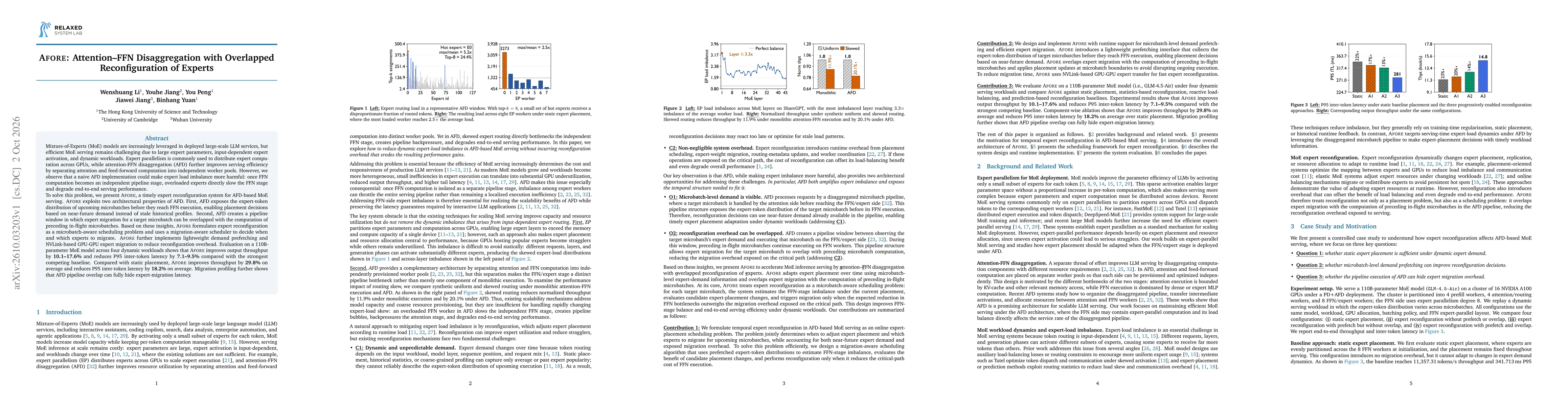 Thumbnail for AFORE: Attention-FFN Disaggregation with Overlapped Reconfiguration of Experts