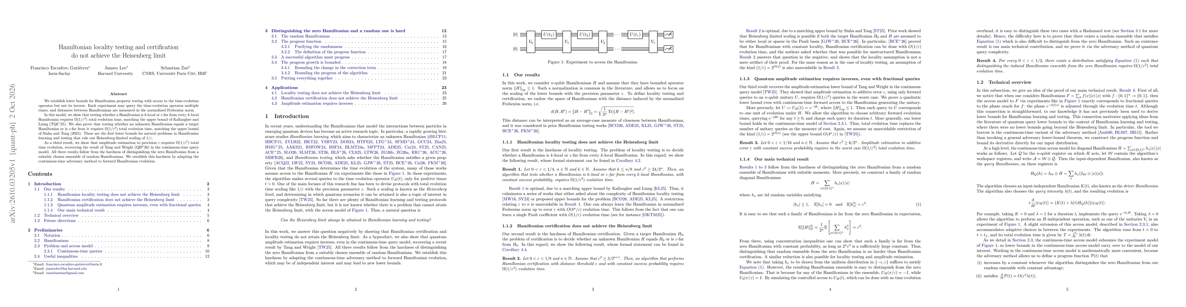 Thumbnail for Hamiltonian locality testing and certification do not achieve the Heisenberg limit