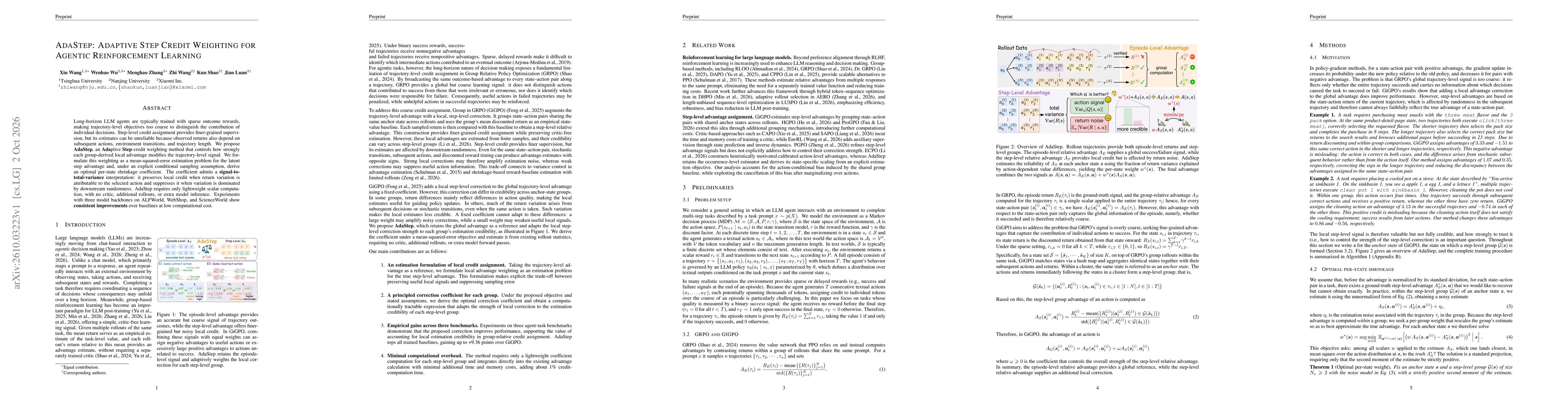 Thumbnail for AdaStep: Adaptive Step Credit Weighting for Agentic Reinforcement Learning