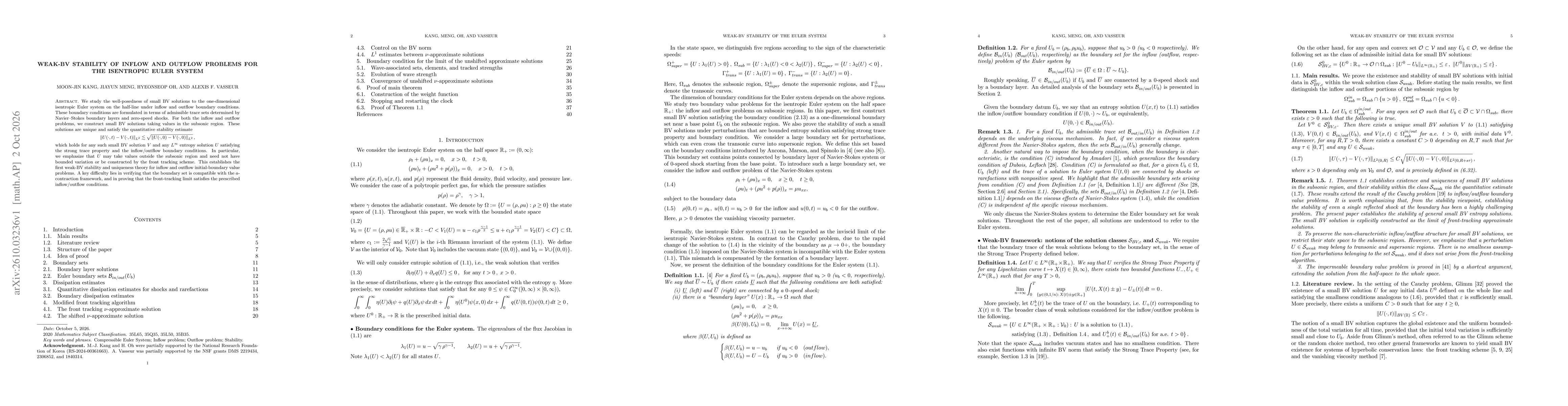 Thumbnail for Weak-BV stability of inflow and outflow problems for the isentropic Euler system