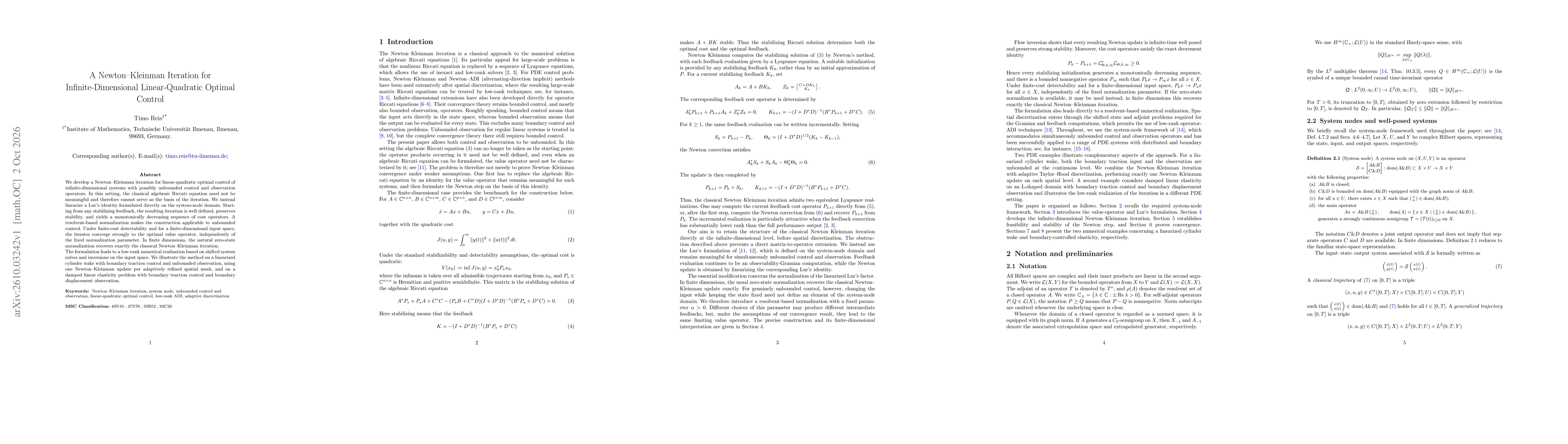 Thumbnail for A Newton--Kleinman Iteration for Infinite-Dimensional Linear-Quadratic Optimal Control