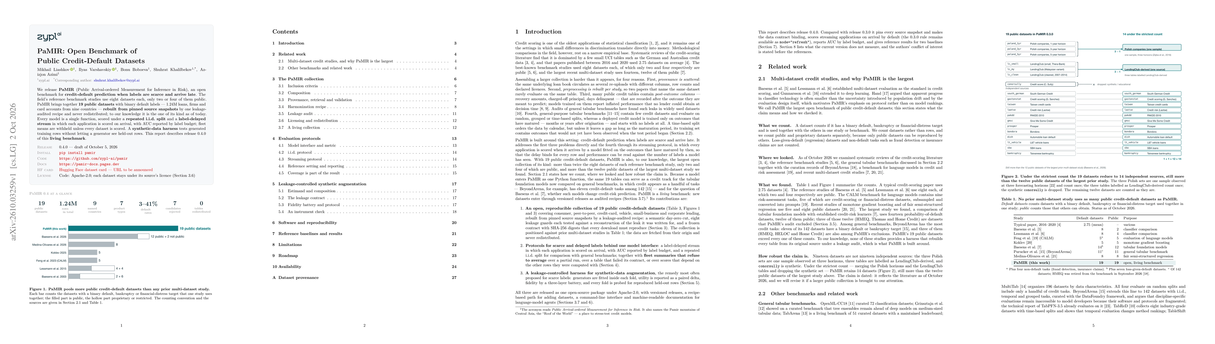 Thumbnail for PaMIR: Open Benchmark of Public Credit-Default Datasets