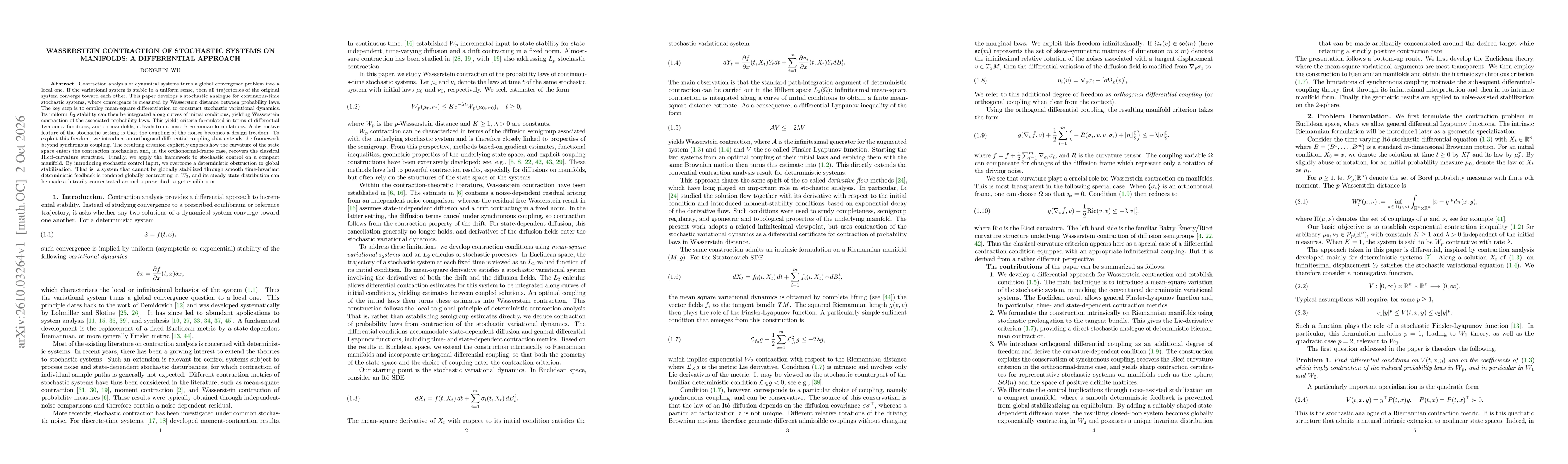 Thumbnail for Wasserstein Contraction of Stochastic Systems on Manifolds: A Differential Approach