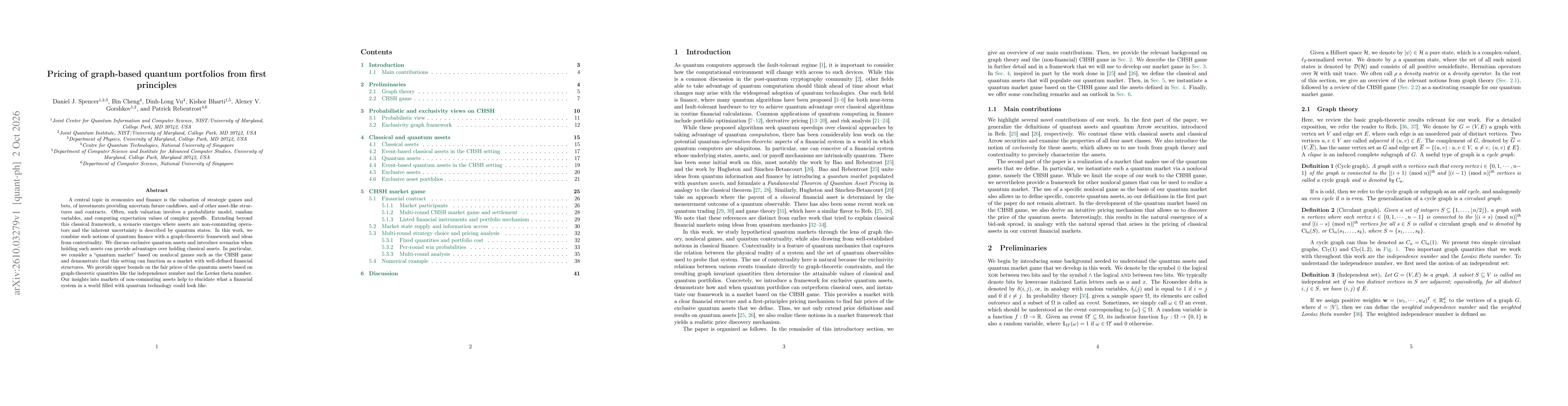 Thumbnail for Pricing of graph-based quantum portfolios from first principles