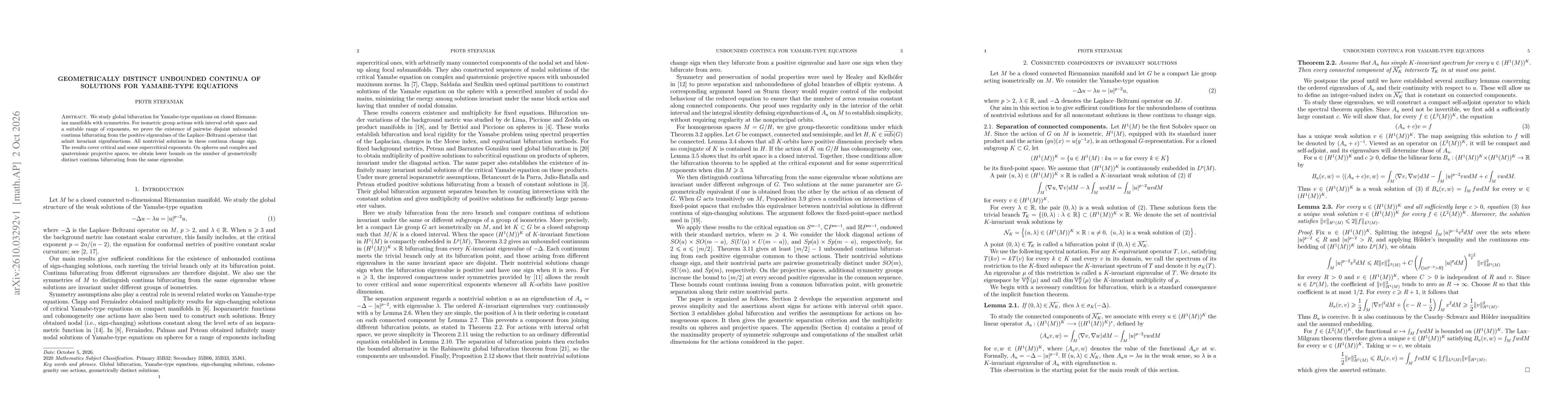 Thumbnail for Geometrically distinct unbounded continua of solutions for Yamabe-type equations