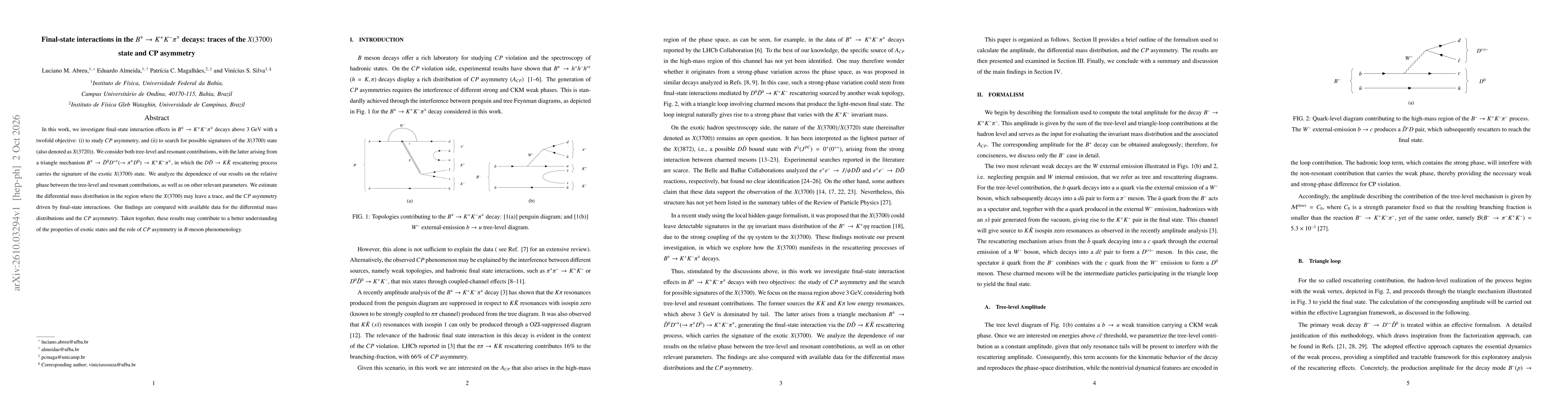 Thumbnail for Final-state interactions in the $B^{\mp}\to K^+K^- π^{\mp} $ decays: traces of the $X(3700)$ state and CP asymmetry