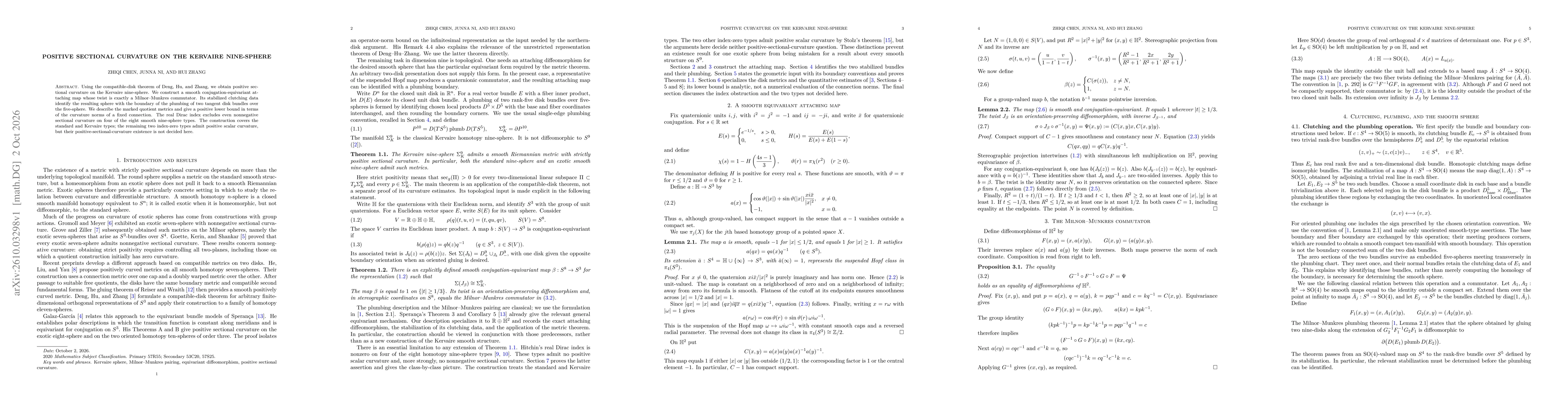 Thumbnail for Positive sectional curvature on the Kervaire nine-sphere
