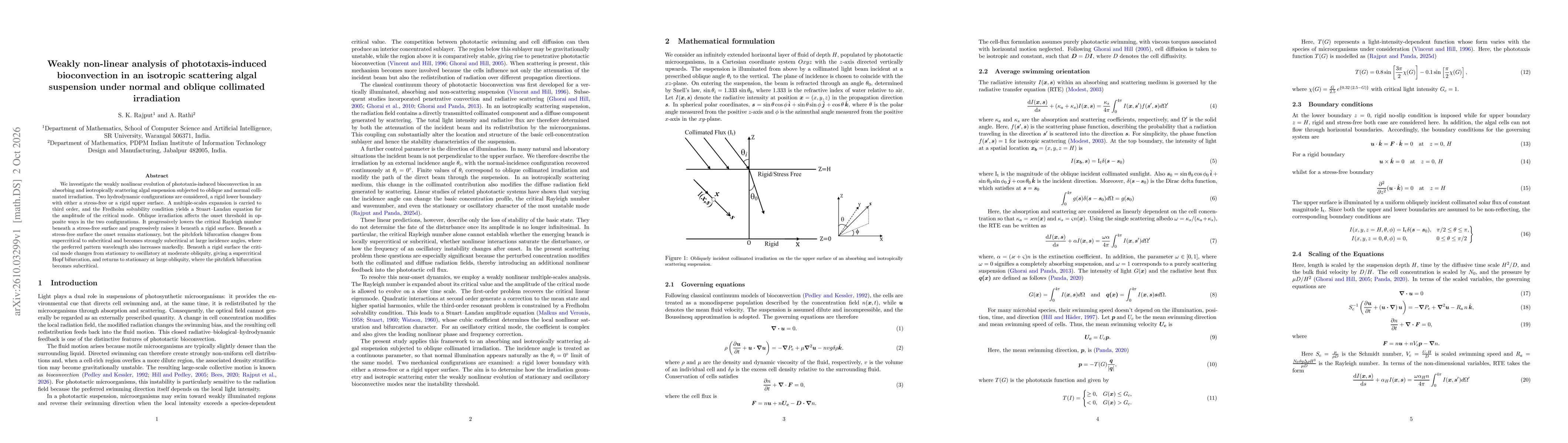 Thumbnail for Weakly non-linear analysis of phototaxis-induced bioconvection in an isotropic scattering algal suspension under normal and oblique collimated irradiation