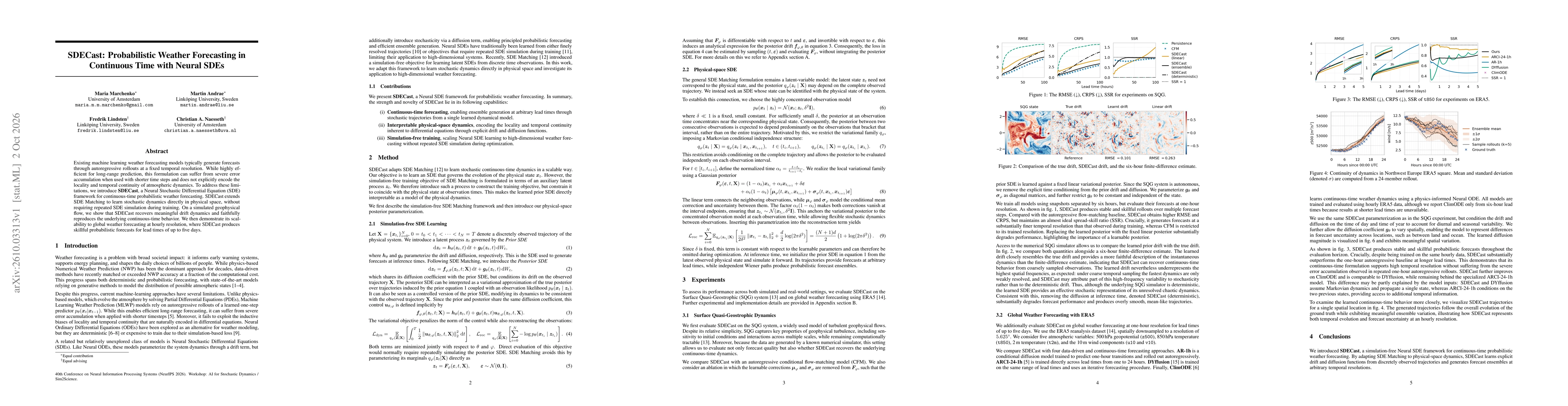 Thumbnail for SDECast: Probabilistic Weather Forecasting in Continuous Time with Neural SDEs