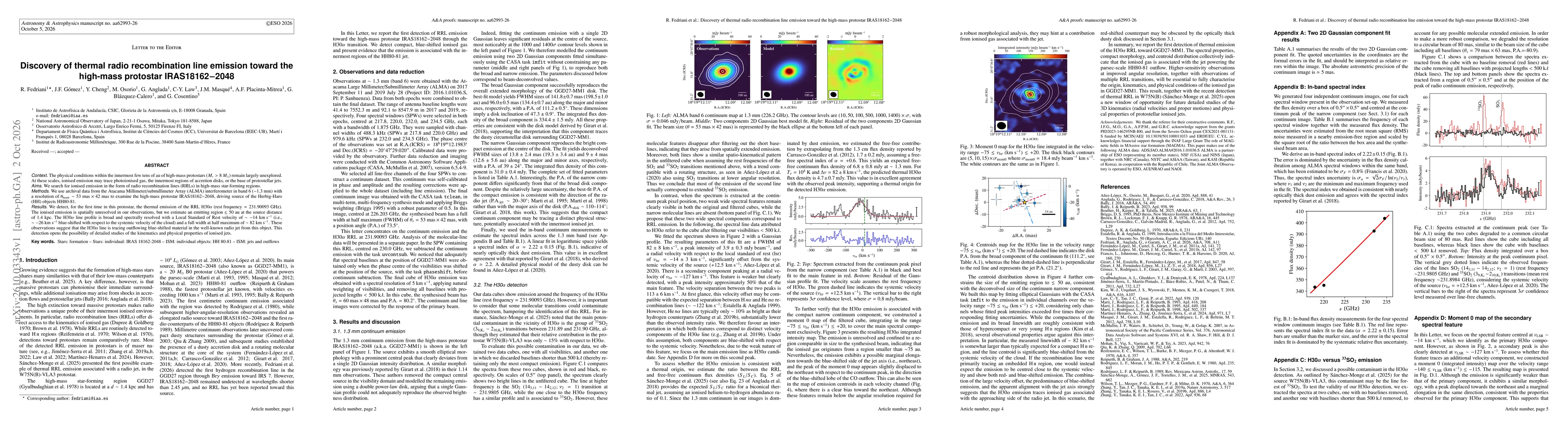 Thumbnail for Discovery of thermal radio recombination line emission toward the high-mass protostar IRAS18162$-$2048
