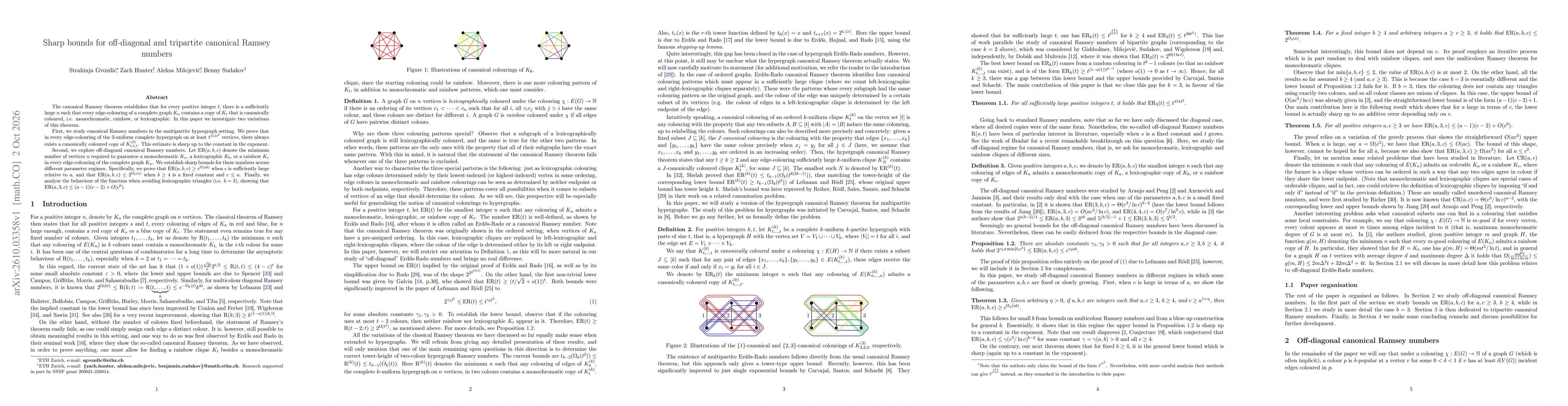 Thumbnail for Sharp bounds for off-diagonal and tripartite canonical Ramsey numbers