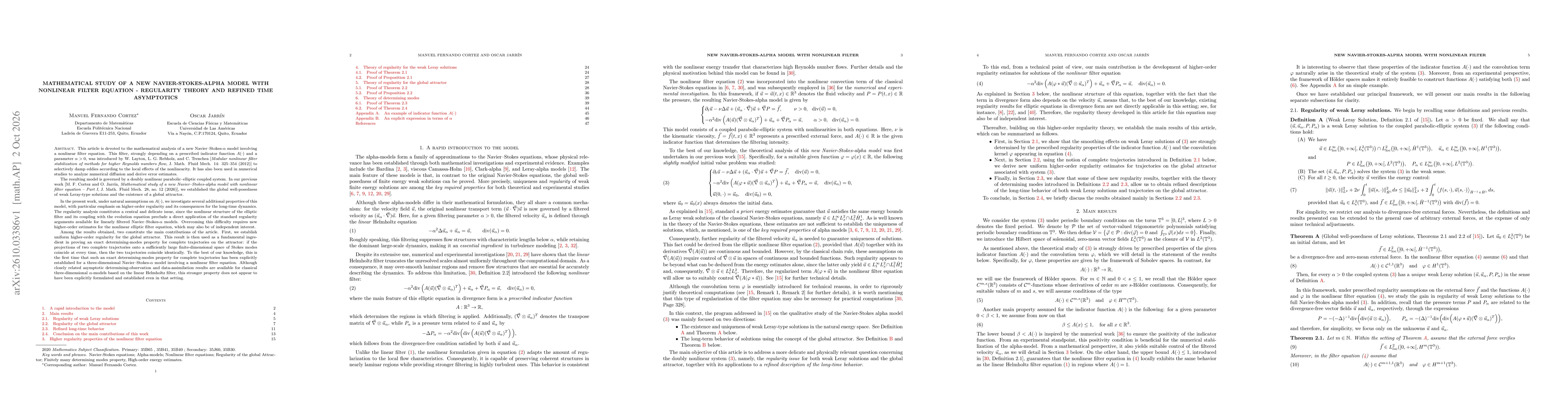 Thumbnail for Mathematical study of a new Navier-Stokes-alpha model with nonlinear filter equation - Regularity theory and refined time asymptotics