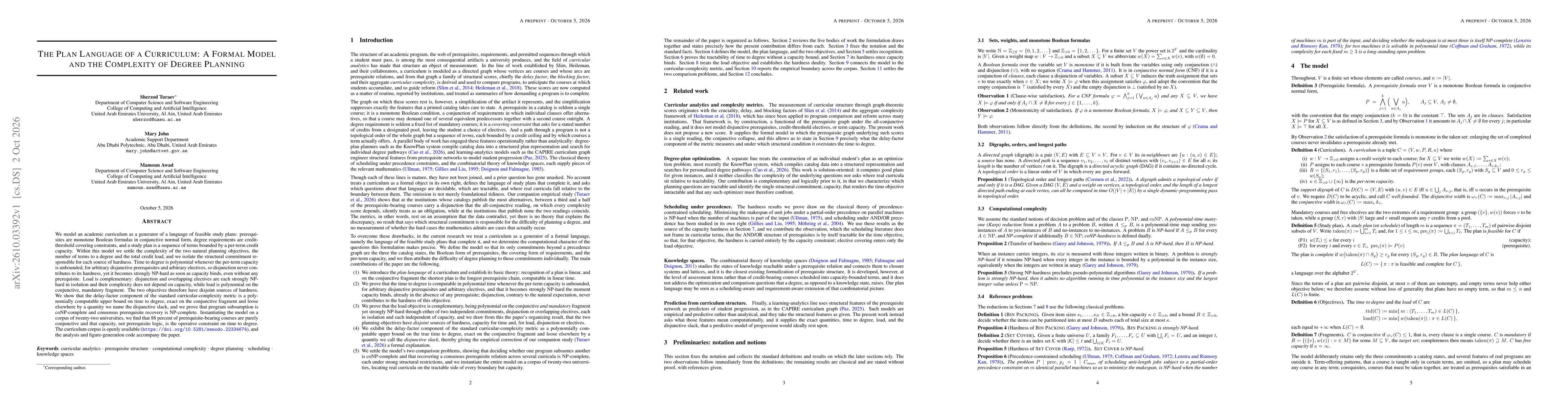 Thumbnail for The Plan Language of a Curriculum: A Formal Model and the Complexity of Degree Planning