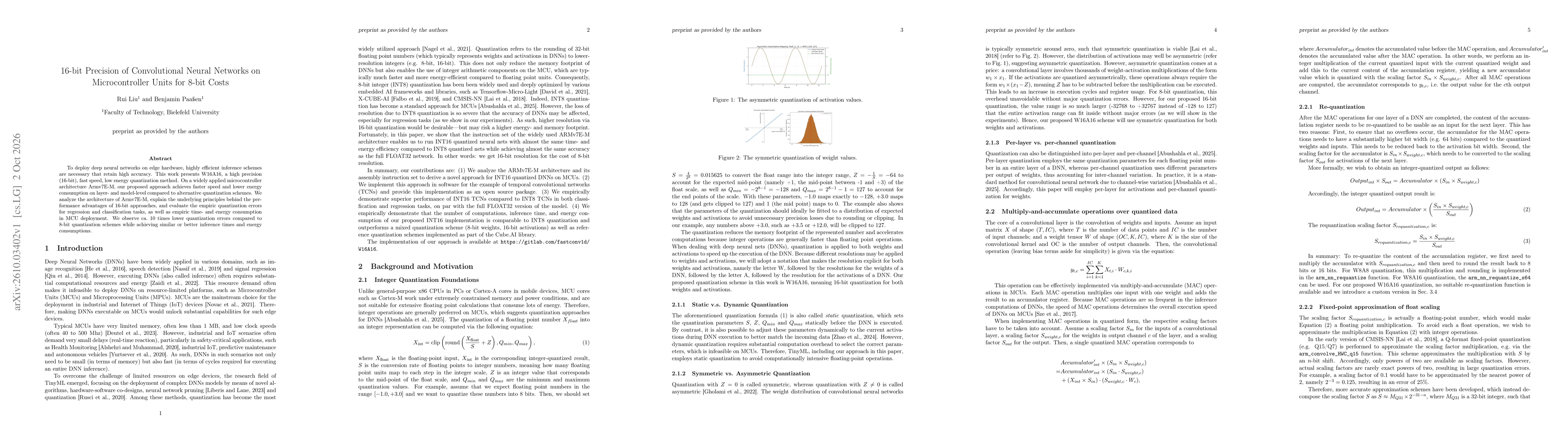 Thumbnail for 16-bit Precision of Convolutional Neural Networks on Microcontroller Units for 8-bit Costs