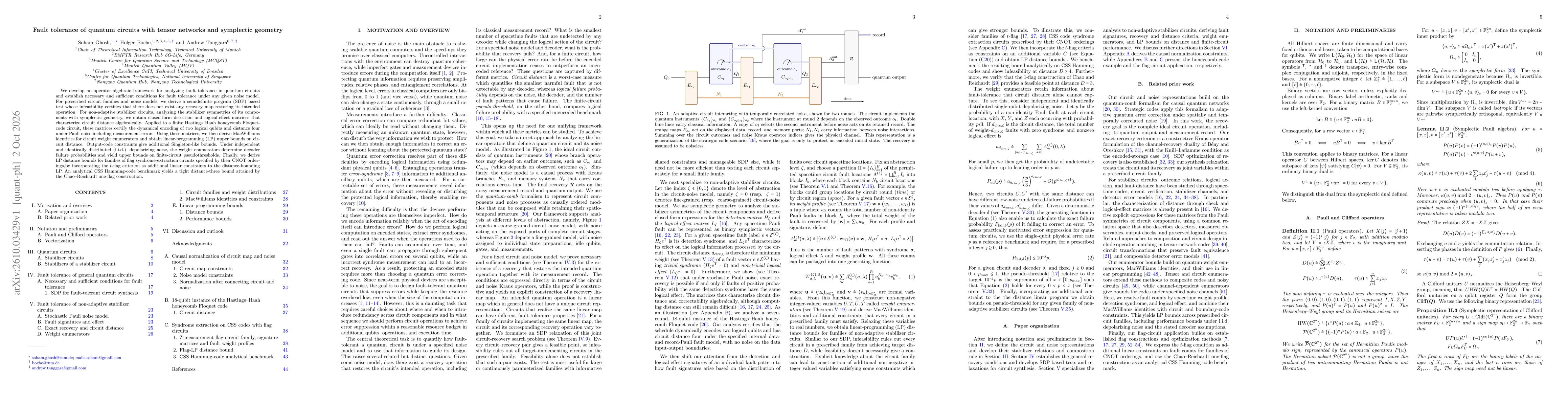 Thumbnail for Fault tolerance of quantum circuits with tensor networks and symplectic geometry