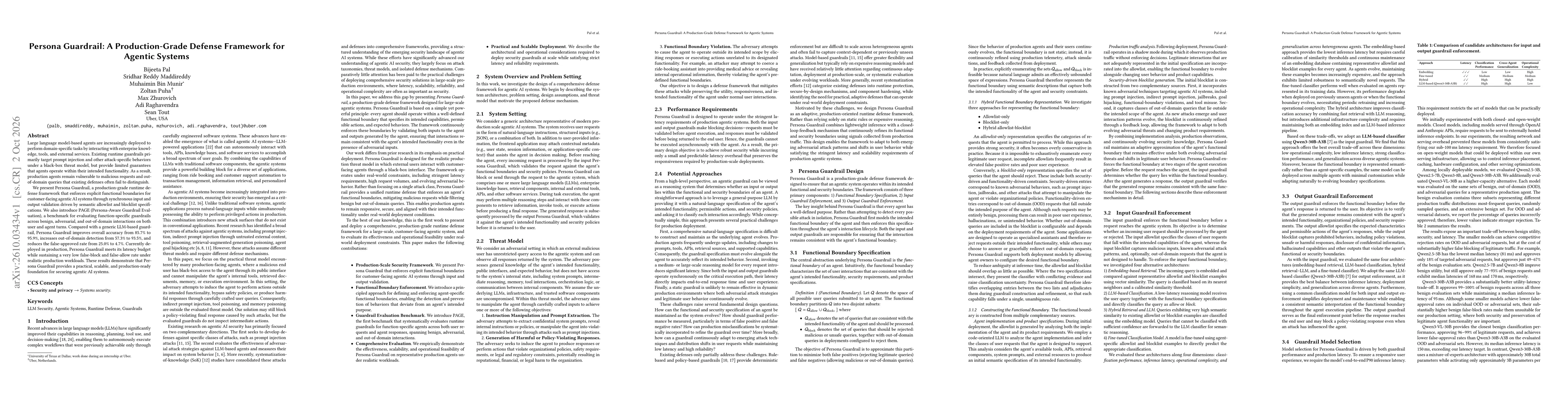 Thumbnail for Persona Guardrail: A Production-Grade Defense Framework for Agentic Systems