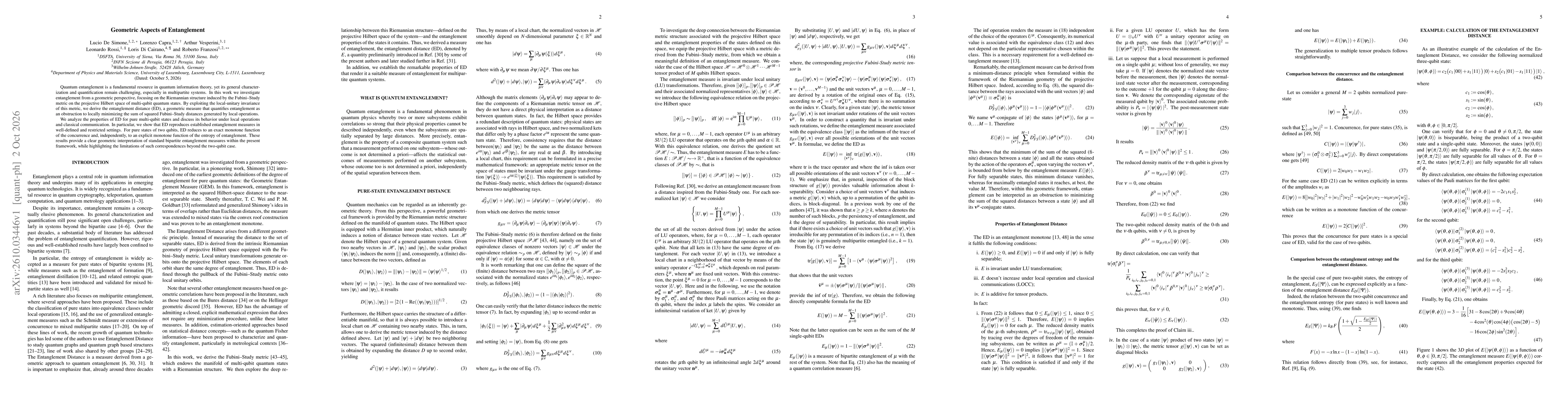 Thumbnail for Geometric Aspects of Entanglement