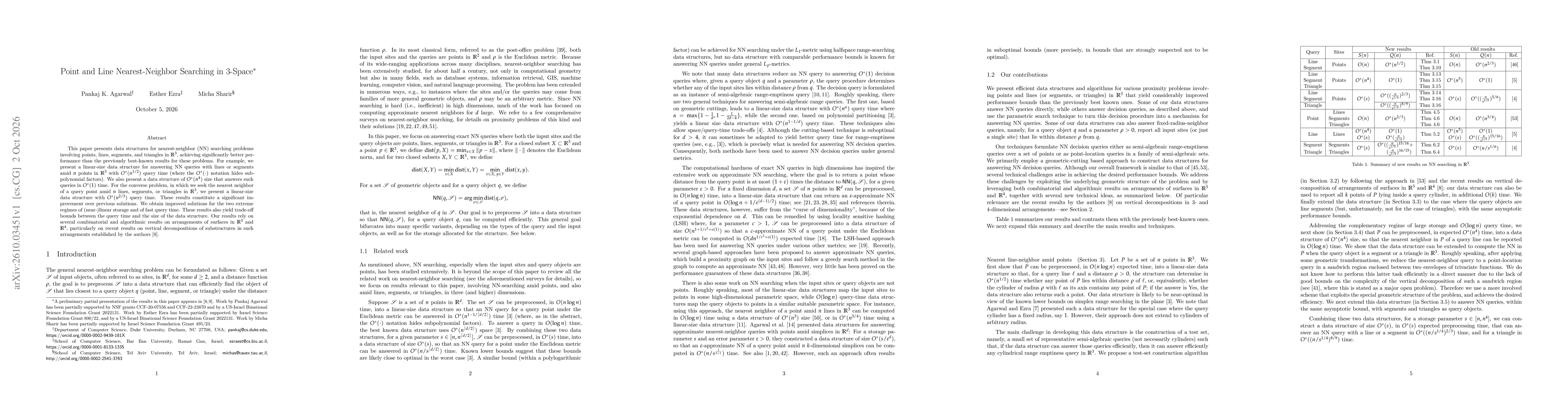 Thumbnail for Point and Line Nearest-Neighbor Searching in 3-Space